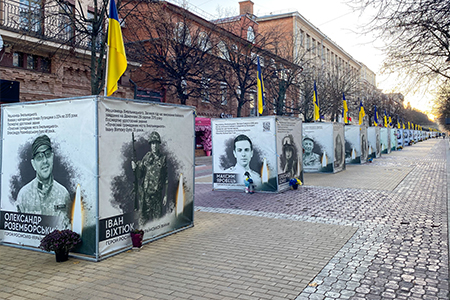 "Memorials in Khemelnytskyi for those lost during Russia's invasion of Ukraine. "
