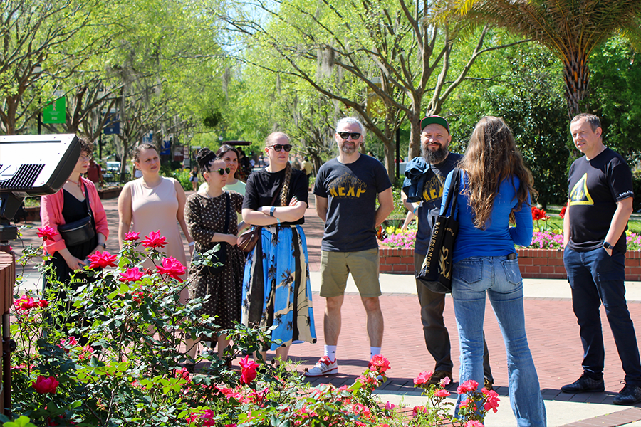 DakhaBrakha on the FSU campus at the Integration statue.