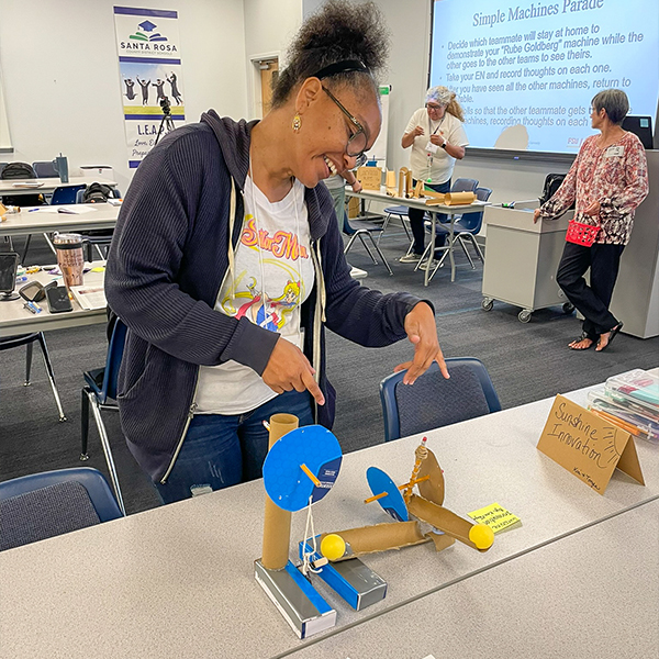 One of the educators in Santa Rosa County working on a simple machine project.