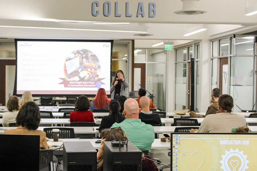 Carrie Myers presenting at the FSU Innovation Hub.