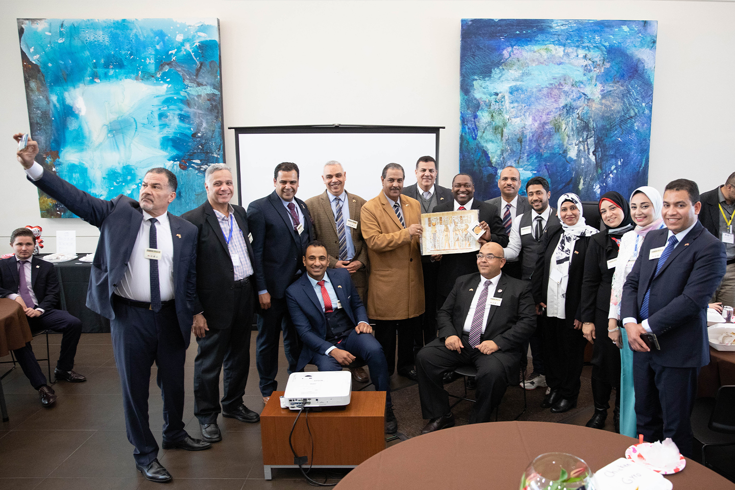 "Group photo of the members of the CCAP Egypt delegation posing for a photo at Santa Fe College"