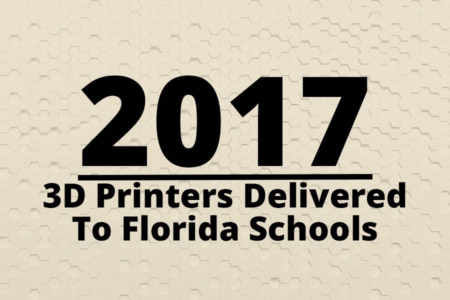 Graphic says 2017 3D printers delivered to Florida schools