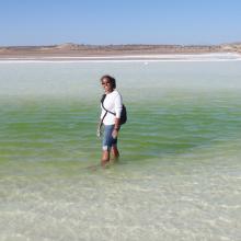 Photo of Dr. Amanda Tazaz standing in the ocean.