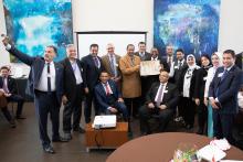 CCAP Egypt group presenting a gift to the Santa Fe College President