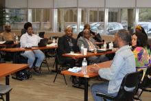 CCAP South Africa group members listening to a presentation inside a classroom  at Florida State University