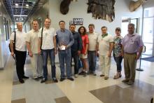 Group photo in the lobby of a building at Santa Fe College
