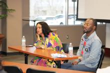Two presenters listening to comments from a member of the CCAP South Africa group