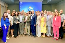 Ukraine CCAP group posing inside a classroom in front of a projection screen