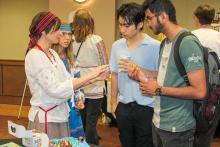 A group of students learning about Vyshyvanka Day from one of the invited guests. 