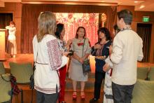 A small group of guests having a discussion.