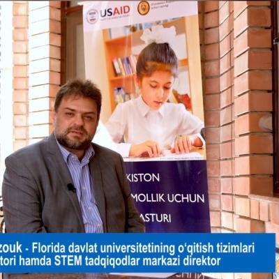 Screen shot of Rabieh Razzouk in a video from Uzbekistan.