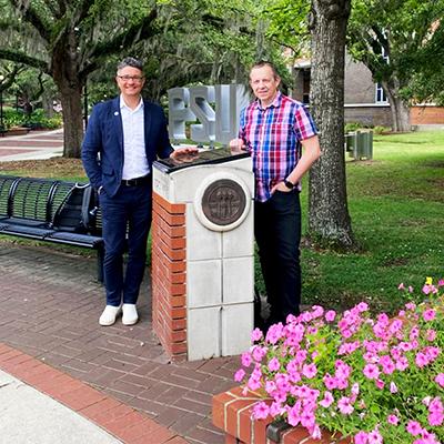 Dr. Stepanskyi and Michael Shartruk pose on the FSU campus.