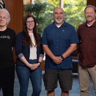 From left: Professor of Scientific Computing Gordon Erlebacher, Professors of Psychology Colleen Ganley and Chris Schatschneider, and Associate Professor of Mathematics Education Robert Schoen.