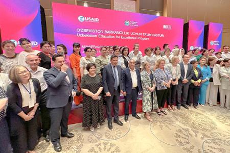 Large group photo of participants in the Uzbekistan Education Reform Program