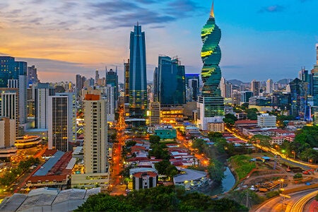 Panoramic photo of downtown Panama City.